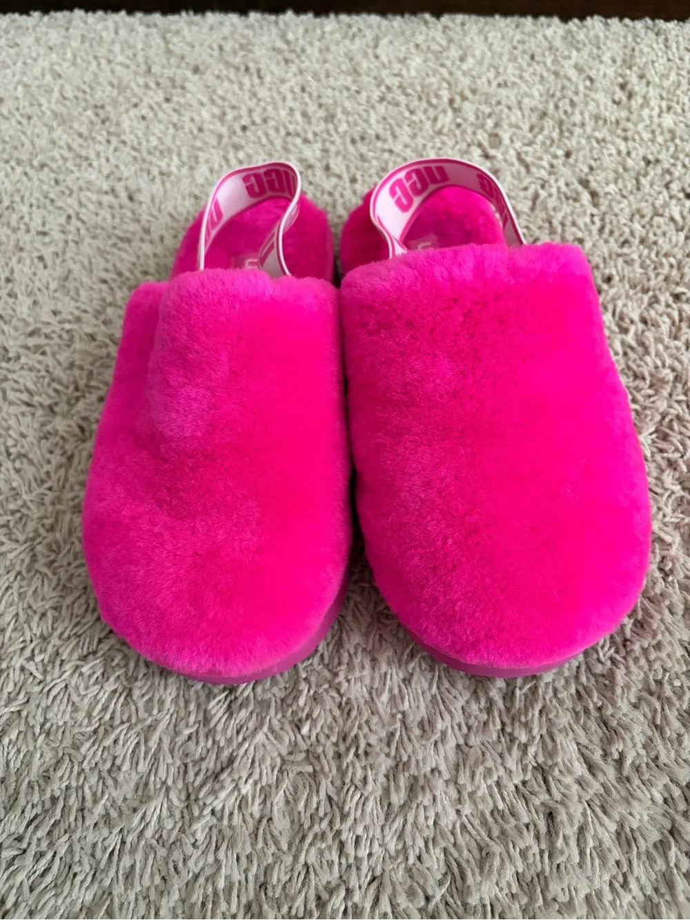 UGG Fluffy Slide with Logo Sling - Hot Pink